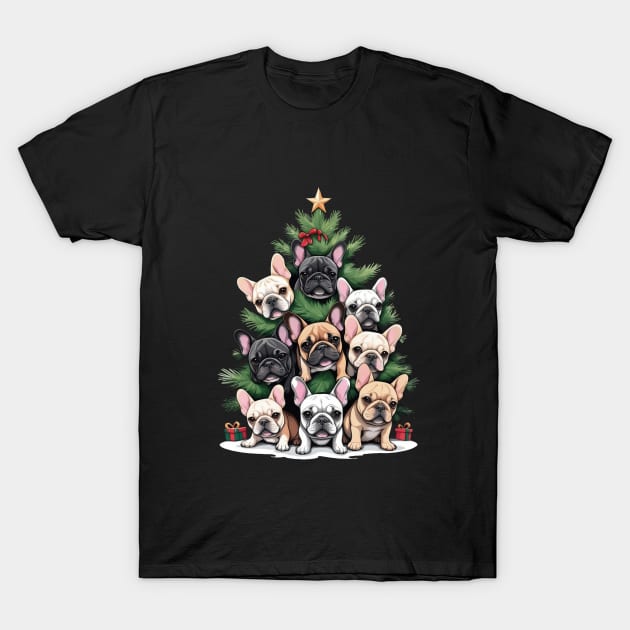 French Bulldog Christmas tree, french bulldog lovers gifts and Merry Christmas T-Shirt by Collagedream